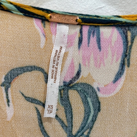 Free People Floral Mustard Women's Top - Picture 2 of 4